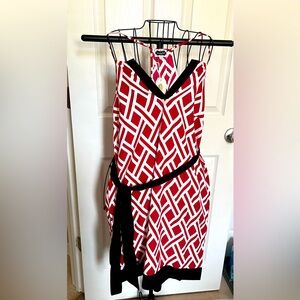 NWT MUD PIE Red and White Geometric Gameday Dress Size Small